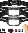 Two Pack Rechargeable Headlamp With Beast Mode 2000 Lumen LED 16 Modes Motion Sensor IPX6 Waterproof Lightweight Headlamp For Fishing Camping Hunting Essentials