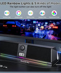 Bluetooth Computer Speakers Soundbar With Digital Clock Display, USB Plug And Play For Desktop, LED Mood Lights, beneath monitor