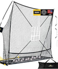 7x7 Baseball And Softball Net With Large Ball Collection System, Upgraded Triangular Base for serious hitters in black