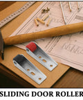 Heavy Duty Sliding Barn Door Rollers Built Tough For Large Widths Cold Rolled Steel Hardware shown with tools for assembly.