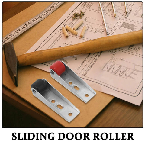Heavy Duty Sliding Barn Door Rollers Built Tough For Large Widths Cold Rolled Steel Hardware shown with tools for assembly.