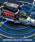 V8 Engine Model Kit For Adults With 1169 Pieces STEM Building Set, Working Transmission, Realistic Blade Rotation, And 4 Speed Gear System For True Gearhead Drivetrain Practice, shown with speed gears