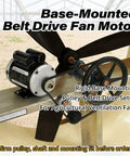 0.75 HP Farm Duty Electric Motor 1725 RPM Dual Voltage 115 230V 56 Frame with pulley and belt drive setup