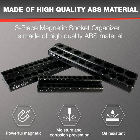 Shop Pro Magnetic Socket Organizer Set Keeps Your Setup Tidy Stores Up To Seventy Five Metric Sockets In 1/4 1/2 And 3/8 Sizes Black Abs Frame Oil Resistant Heavy Duty Solution