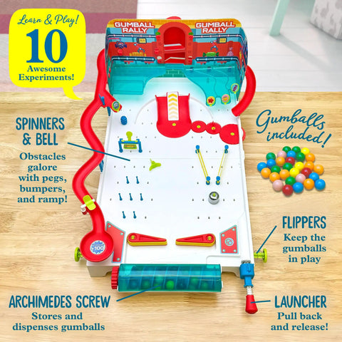 Build Your Own Pinball Machine STEM Kit For Kids And Makers, Gumball Rally Edition with flippers and gumballs