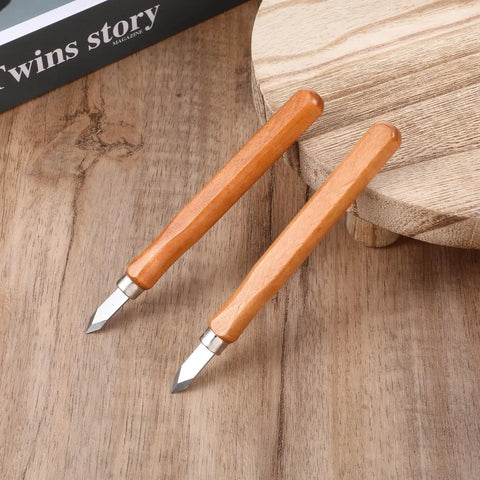 2 Pack Heavy Duty Marking Knife With High Carbon Steel Blade Double Edge Woodworking Scribing Tool And Ergonomic Hardwood Handle on wood surface.