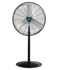 Beefy High Velocity 30 Inch Pedestal Fan For Industrial Spaces Non Oscillating Stationary, 3 Speed, Metal Construction, front view