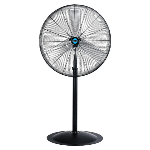 Beefy High Velocity 30 Inch Pedestal Fan For Industrial Spaces Non Oscillating Stationary, 3 Speed, Metal Construction, front view