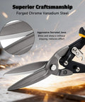 Heavy Duty 12 Inch Aviation Tin Snips For Sheet Metal Cutting Beast Of A Cutter With Long Straight Cut And Precise Jaws Drop Forged Chromium Vanadium Steel Built To Handle Tough Jobs