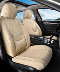 Universal Car Seat Covers Full Set With Nappa Leather Look Waterproof Seat Protector With Lumbar Support Scratch Resistant
