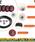 Components of Must Have Dryer Repair Kit With Belt, Drum Rollers And Idler Pulley For 3000 Series Dryers, Compatible With MEDE500VW1 MEDE300VW1