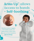 Transition Swaddle With Zip Off Wings for Easy Arm Free Sleep, baby in gray swaddle, 1.0 TOG, self-soothing concept