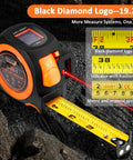3-in-1 Laser Tape Measure With 197 Ft Laser Range And 16 Ft Manual Tape, Digital Level, Handy Distance Meter For Home Improvement, DIY Projects, Quick Accurate Readouts, black and orange