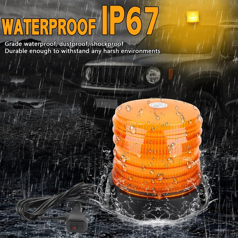 Heavy Duty 60 Led Amber Magnetic Strobe Light Featuring Hella Bright Illumination And Waterproof Build For Pickup Trucks Forklifts And Utility Gear Rock Solid Fitment With Plug And Play Simplicity That Gets Your Ride Noticed Instantly