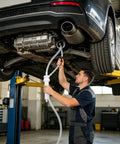 Heavy Duty 30Cc Hand Oil Transfer Pump For Gear Oil Differential Fluide And Antifreeze With Flexible Tubing Auto Fluid Kit in use under car.