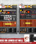 Garage Shelves 4 Tier Metal Storage Rack In Black 63 Inch High By 45 Inch Wide By 16 Inch Deep with adjustable shelves.