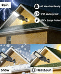 Crazy Bright 300W LED Parking Lot Light With Adjustable Arm Mount 39000 Lumens 5000K Shoebox Style on building in rain, snow, sun