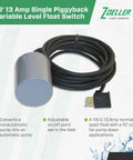 Switch Mate Piggyback Variable Level Float Switch 13 Amp 115 Volt With 10 Foot Cord Converts Pumps To Automatic shown coiled