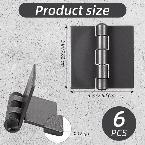 Heavy Duty Weldable Steel Butt Hinges 3 Inch Set Of 6 Rust Resistant Black Finish 12 Gauge Built Tough For Gates Doors Trailers Long Lasting And Easy Install size 3 in 12 ga