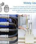 Heavy Duty 100 Pack Of 3/4 Inch NPT Liquid Tight Connectors For PVC Electrical Conduit Fittings Featuring Rock Solid Waterproof Seals showcasing installation details.
