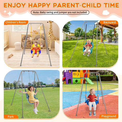 Heavy Duty Foldable Baby Swing Stand A Frame Metal Swing Stand for Backyard and Indoor Outdoor Use in various settings