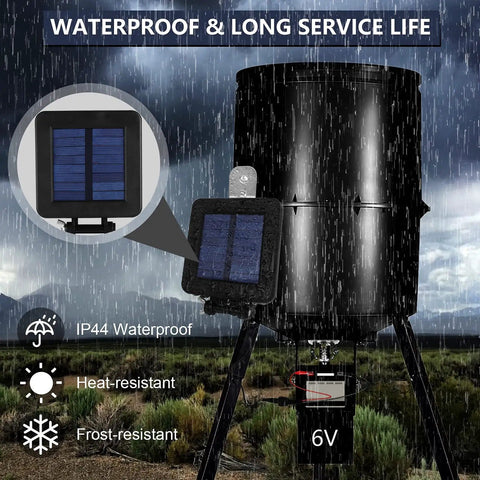 Solar Panel 6V For Deer Feeder With Adjustable Mounting Bracket And Alligator Clips under heavy rain