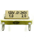 Plug-In Horsepower Resistor (9843) by Amazon; ceramic block with two leads and 120V/.01, 240V/2.0 markings