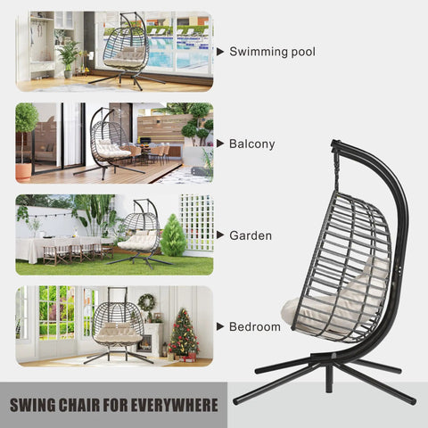 Ultra Cozy Double Hanging Egg Chair With Stand For Patio And Garden Deluxe Hammock Swing Chair With Cushions Loveseat Style