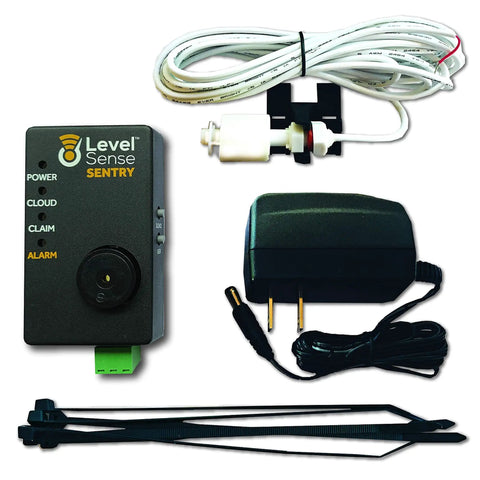 WiFi Connected Sump Pump Alarm With Float Switch, Real Time Water Level Alerts, Power Loss Notifications kit components