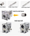 NMRV030 Worm Gearbox RV030 Square Type Reducer with shaft sleeve and output shaft installation for Nema23 motor
