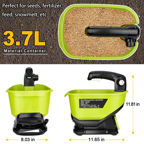 Handheld Power Spreader For Ryobi 18V Battery Portable Electric Spreader For Seed Salt Fertilizer And Feed 3.7L Hopper