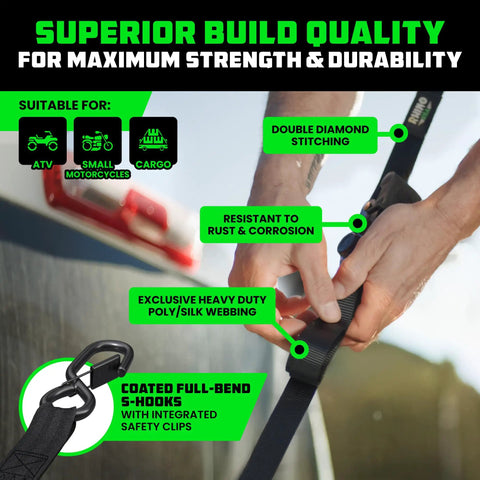 Heavy Duty Retractable Ratchet Straps 1 Inch X 10 Feet 2 Pack Black Lock Down Flatbed Cargo And Bike Trailer Gear Without A Fuss Built Tough As Nails To Secure Heavy Loads On Long Haul Trips
