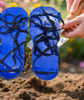 Lightweight Heavy Duty Lawn Aerator Shoes With Spikes For Outdoor Yard Work And Gardening, blue shoes with spikes visible
