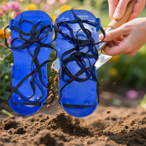 Lightweight Heavy Duty Lawn Aerator Shoes With Spikes For Outdoor Yard Work And Gardening, blue shoes with spikes visible