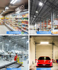 Adjustable Wattage LED High Bay Light 150W 120W 90W, 1.3Ft Linear Hanging Warehouse Lamp installed in supermarket and warehouse.