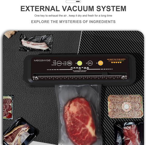Powerful and Compact Vacuum Sealer Machine With One Touch Auto Seal, Fast 10 to 20 Seconds Vacuum sealing fresh meat