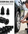 Using 60 Pcs Tire Repair Nails Self Tapping Screws Kit For Cars, Motorcycles, And Trucks, two sizes 5.8mm and 6.5mm, on car tire