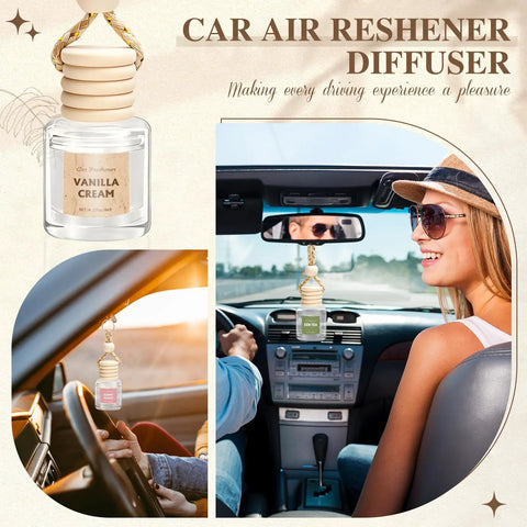 Fresh Ride Vibes Long Lasting Car Air Freshener Hanging Essential Oil Diffuser 6 Pack Wood Cap Scent Strips in car