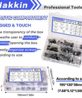 202-Piece Hex Lag Screws Kit With 304 Stainless Steel Black Oxide Bolts in clear compartment case