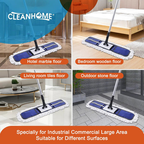 Heavy Duty 24 Inch Commercial Dust Mop With 59 Inch Extendable Handle For Hardwood And Marble Floors in various settings