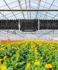 8 Inch Inline Duct Fan With 760 CFM And Variable Speed EC Motor for hydroponics in greenhouse with yellow flowers