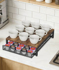 Dope Wooden Coffee Pod Holder With Sliding Drawer, Large Capacity K Cup Storage for Countertop holding cups and pods