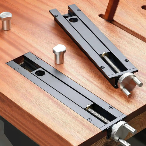 Heavy Duty Workbench Tail Vise Featuring Fast Quick Shift Design And Spacious Clamping Range Crafted From Solid Aluminum Alloy, showing component detail.