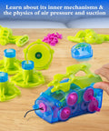 GeckoBot 2.0 Wall Climbing Robot Kit components on table with suction cup feet, guided assembly, and STEM hands-on build for kids 8+