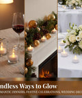 Flameless Tea Lights Battery Operated Candles Set Of 24 LED Flickering Votive Candles With Long Lasting 200 Hour Run Time Realistic Bright Warm White for romantic and festive decor