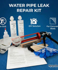 Water Pipe Leak Repair Kit with polyurethane sealant, applicator, safety goggles for smooth DIY setup. Ditch That Drip Forever With This Complete Polyurethane Leak Repair Foam Kit For Pipe Penetrations And Foundation Cracks Up To One Inch, Smooth Sailing DIY Setup Included.