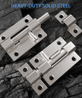 Heavy Duty Door Slide Latch Lock With 3 Inch Barrel Bolt In Brushed Nickel Finish For Privacy And Security Solid Steel