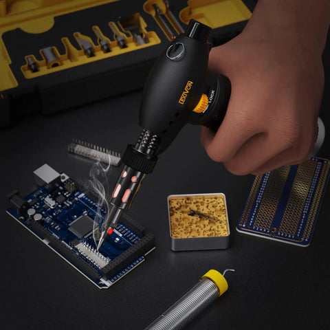 Using Butane Torch Multi-Function Kit With Self Igniting Soldering Station And Adjustable Flame Pro Grade 125-Watt for electronics soldering