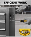 Magnetic screwdriver bit set in use, showing Cr V steel bits on workshop cabinet for efficient repairs.