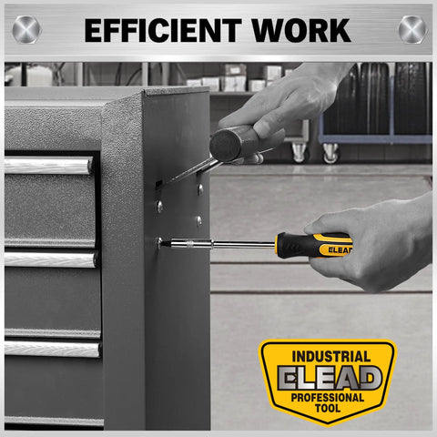 Magnetic screwdriver bit set in use, showing Cr V steel bits on workshop cabinet for efficient repairs.